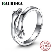 100% 925 Sterling Silver Love Hug Ring Open Stacking Rings For Women Girls Lover - £20.27 GBP