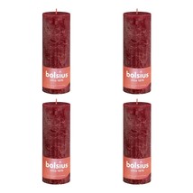Bolsius Rustic Pillar Candles Shine 4 pcs 190x68 mm Velvet Red - £16.50 GBP