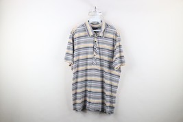 Vintage Express Mens XL Distressed Rainbow Striped Knit Collared Polo Shirt - $24.70