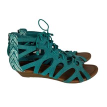 Minnetonka Sandals 8 Merida Turquoise Suede Leather Lace Up Back Zip Gla... - £19.64 GBP