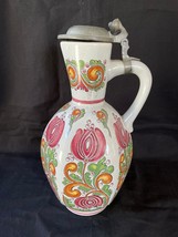 antique french ceramic pitcher. Tulips. Marked bottom - $89.00