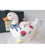 Lenox Poppies on Blue Barnyard Collection Duck Teapot Boxed New - $39.32 CAD