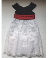 Girls Laura Ashley White Lace Tulle Satin Waist Bow Velvet Top Holiday D... - $27.39 CAD