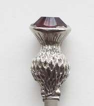 Collector Souvenir Spoon Thistle with Purple Rhinestone 3D Figural - £7.85 GBP