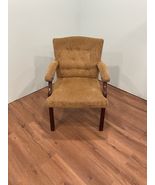 Comfortable Wood And Tan Fabric Armchair - $1,801.57 MXN