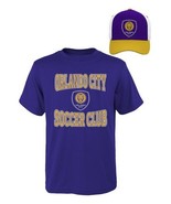 NWT MLS Orlando City Soccer Youth Boys Medium (10-12) Tee Shirt &amp; Hat Set - £18.90 GBP