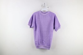 Vtg 60s Womens Large Striped Creslan Rayon Knit Short Sleeve Sweater Purple USA - £79.09 GBP