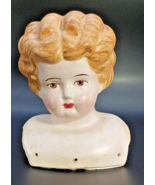 Vintage Bisque Doll Head, 6&quot;Tall and 5&quot; shoulder Width,Blond Hair, Brown... - $23.95 CAD