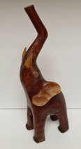 ELEPHANT Hand Carved Solid Wood Sculpture Art Animal Figure Home Decor 16&quot; VTG - £70.75 GBP