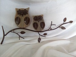 Vintage Retro Owl Wall Hanging Wood and Metal.  1980s 20&quot; long  - £18.68 GBP