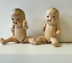 Lot Of 2 Small Vintage 1930s Japan Jointed Bisque Baby  Doll 3&quot; - £42.00 GBP