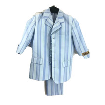 Falcone Boys 2 Piece Powder Blue Striped Suit Polyester Size 4R Waist 21... - $49.99
