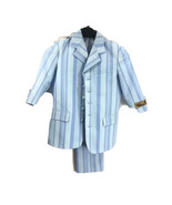 Falcone Boys 2 Piece Powder Blue Striped Suit Polyester Size 4R Waist 21... - £39.22 GBP