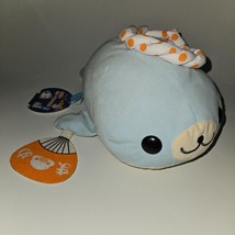 San-X Mamegoma Blue Seal Plush Orange Fan Polka Dot Crown? Japan 11&quot; Stuffed Toy - £47.33 GBP