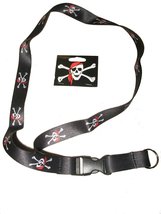 Black Jolly Roger Pirate Red Hat Printed Key Holder with Detachable Key ... - $7.88