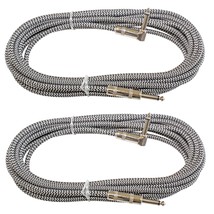 2Pack Silver 18 Ft Foot 1/4 Right Angle To Straight Guitar Instrument Ca... - £30.36 GBP