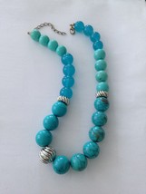 colorful & fun large beaded turquoise colored necklace 20" - $24.99