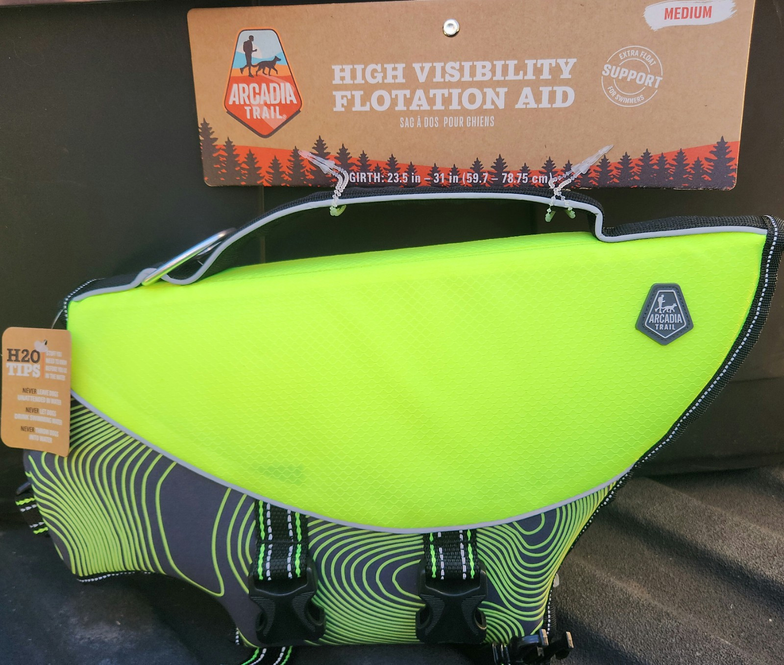 NEW Arcadia Trail Dog Safety Yellow Life Jacket Medium Girth 23.5&quot;-31&quot; - $17.79