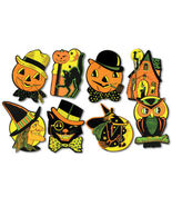 8 Retro-Inspired Beistle Repro Halloween Die-Cut Cutouts with Vintage Charm - £11.08 GBP