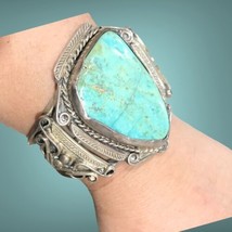 Navajo Vintage Sterling Silver &amp; Turquoise Large Southwest Cuff Bracelet 99.2 Gr - £615.99 GBP