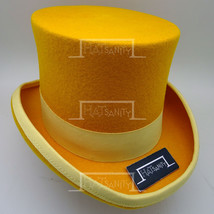  HATsanity KIDs Retro Wool Felt Formal Tuxedo Topper Hat - Yellow - $50.00