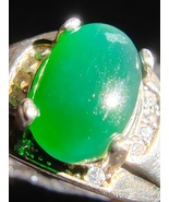 Icy Ice Dark Green 100% Natural Burma Jadeite Jade Ring # Type A Jadeite # - £532.53 GBP