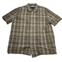 Calvin Klein Jeans Shirt Mens L Brown Plaid Short Sleeve Button Up Casual - £18.77 GBP