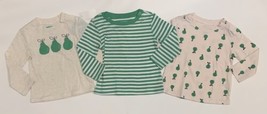 NEW Lot of 3 Baby Infant Boy Girl Long Sleeve Shirts Pears Stripes Vario... - $12.00