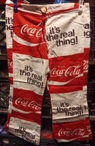 Vtg Coca Cola Pants 70s Bold Graphic All Over Print Bell Bottoms - £142.84 GBP