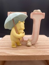 Disney Classic Pooh By Michel &amp; Company Letter U 3” Wall Decor Pooh Umbrella Bun - £11.40 GBP