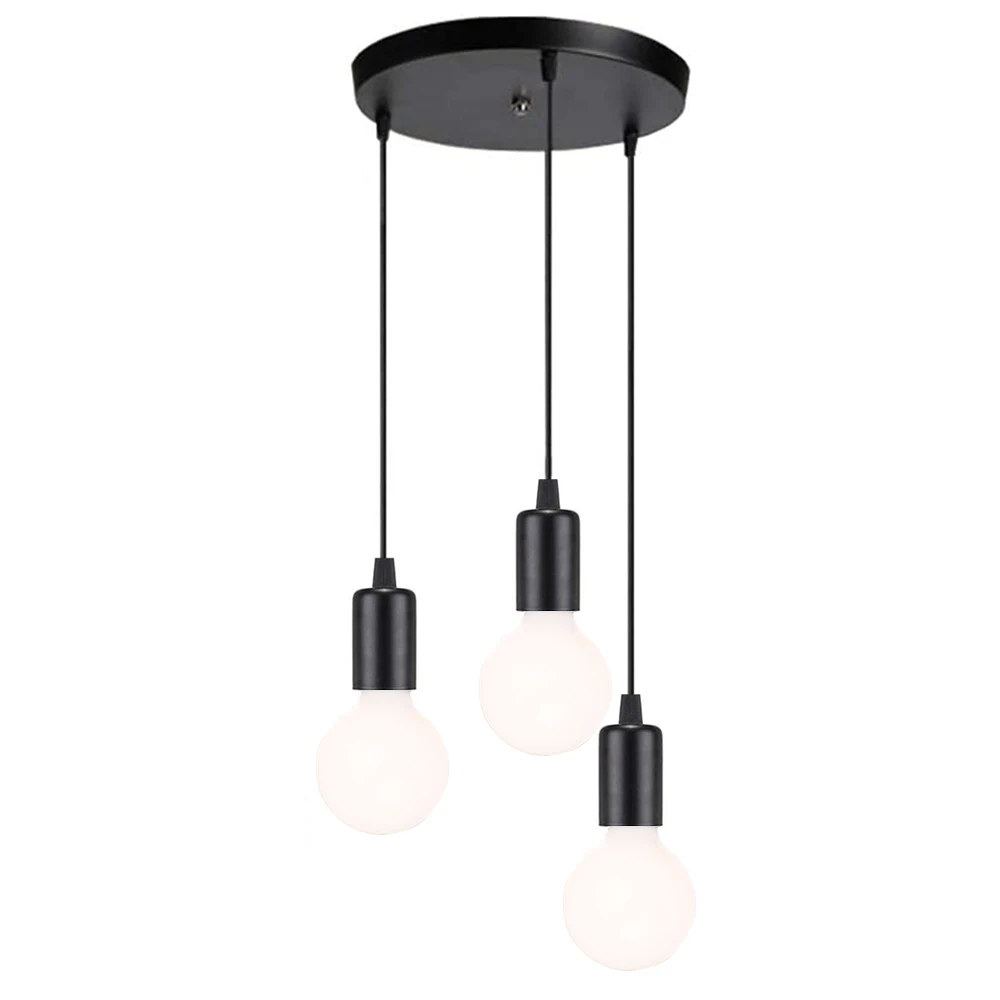  Pendant Light LED 3 Heads  Cage Ceiling Hanging Lamp Chandelier Black Loft Livi - £165.25 GBP