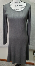 Calvin Klein Sweater Dress Womens Large Gray Knit Acrylic Long Sleeve Ro... - £22.12 GBP