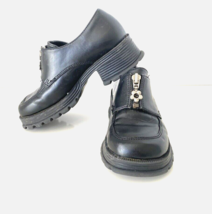 Buster Brown Black Leather Hailey Girl&#39;s Shoes Size 12 Wedge Sole Y2K Uniform - £9.24 GBP