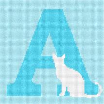 Pepita Needlepoint Canvas: Letter A White Cat, 7&quot; x 7&quot; - £40.09 GBP+