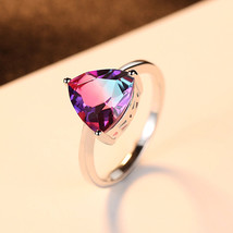 Synthetic Gem Ring S925 Silver Tourmaline Rainbow Stone US8 - £24.95 GBP