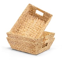 Set Of 3 Wicker Storage Baskets, Trapezoid Wicker Basket With Handles, Storage B - £91.02 GBP