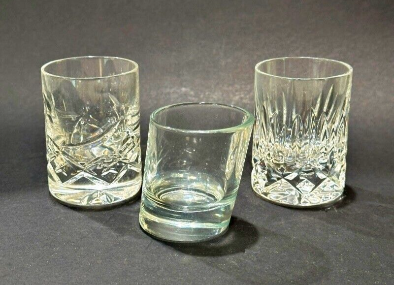 Primary image for Whiskey Bar Shot Glasses Set of 3 - One Italian Slanted - Two Cashs Crystal