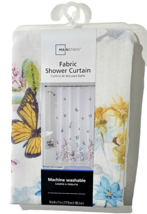 Mainstays Fabric Shower Curtain Machine Wash 70x71 In Butterfly Garden Polyester - £19.17 GBP