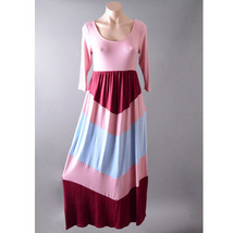 Women&#39;s Boho Striped Colorblock Casual 3/4 Sleeve Jersey Long Maxi Dress... - $41.13 CAD