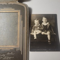 Vintage Portrait of Two Young Brothers in Folder 1930s era. Each Named - £9.61 GBP