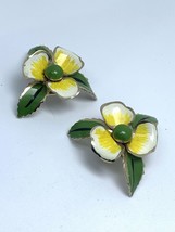 vintage enamel clip on earrings - $19.55