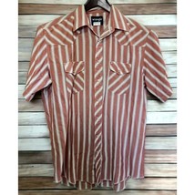 Wrangler Pearl Snap Shirt Mens Size 16.5 Long Striped Short Sleeve - £10.89 GBP