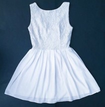 B Darlin Mod Retro Lace Bodice Tulle Dress Fits XXS XS Sparkly Silver Th... - £6.96 GBP