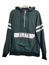 Forever 21 Men&#39;s Green Half Zip Elite Front Pocket Hooded Rain Jacket Sz Large - £11.59 GBP