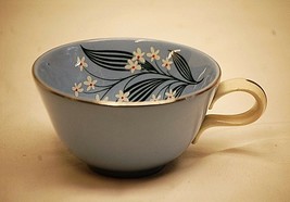 Old Vintage 50s Stardust by Homer Laughlin 2-1/4&quot; Flat Cup Skytone Blue USA MCM - £7.11 GBP