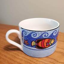 Beach Themed Cups, Sue Zipkin Pisces design, Vintage 1998, Fish Coastal Decor image 3