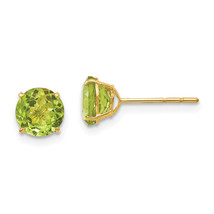 14k Madi K Round Peridot 6mm Post Earrings SE2289 - £87.74 GBP