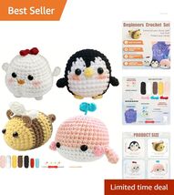Beginner-Friendly Crochet Kit with Video Tutorials for 4 Adorable Projects - $18.76