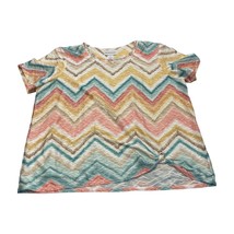 Alfred Dunner Top Women&#39;s XL Multicolor Chevron Mesh Polyester Stretch P... - £16.67 GBP