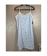 NWT Erika Taylor Vintage Blue Floral Nightgown Slip Gown Cottom Size Large - $820.07 MXN